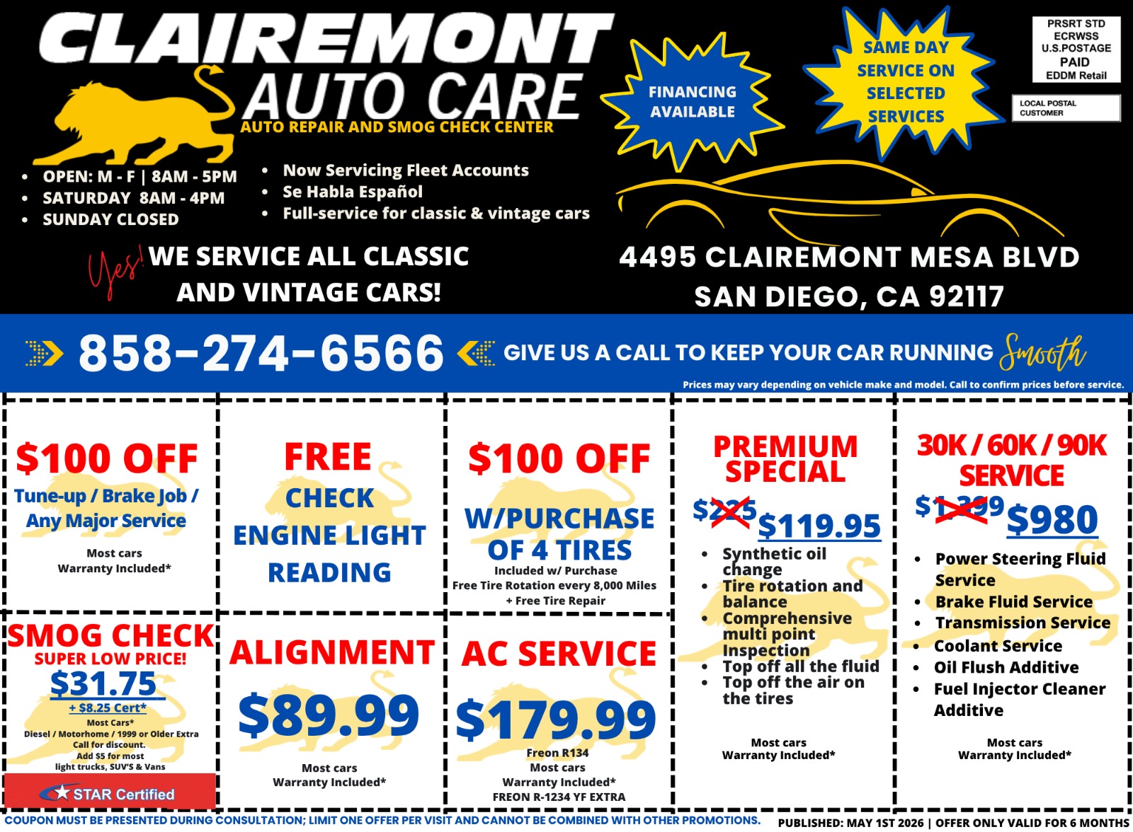 Clairemont Auto Care Coupon